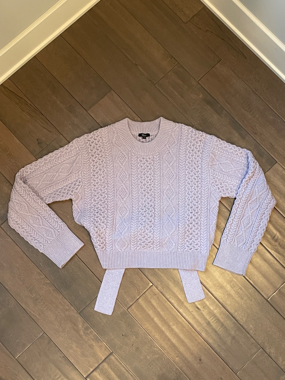 Rails Amy Tie Back Lavender Cable Knit Cotton Chunky Knit Sweater – Size Medium